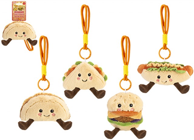 (Mis 1) FAST FOOD Peluche Portachiavi 8cm c/rope-strap In espo da 12pz 4ass…x12…x48